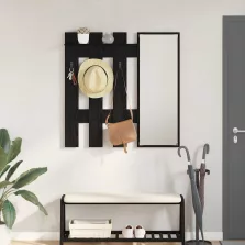   vidaXL Fali Kabáthorog tükörrel Fekete tölgy 100 x 10 x 100 cm Faanyag