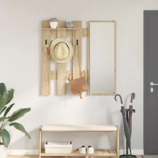   vidaXL Fali Kabáthorog tükörrel Sonoma tölgy 100 x 10 x 100 cm Faanyag