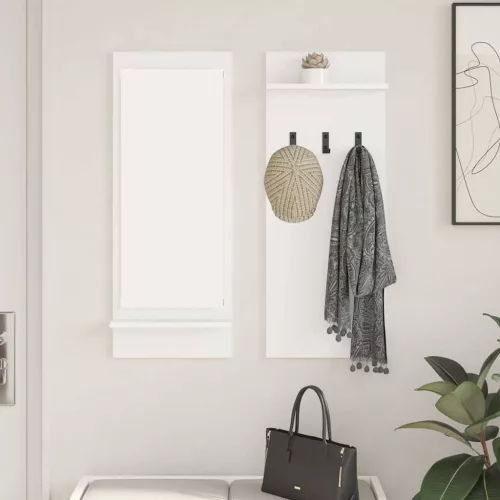 vidaXL Fali Kabáthorog polcokkal Fehér 70 x 10 x 90 cm Faanyag