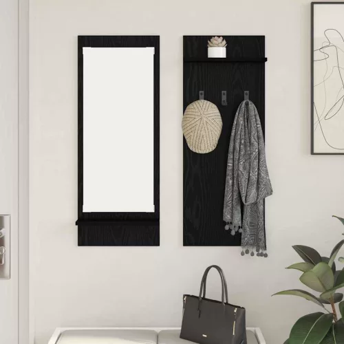 vidaXL Fali Kabáthorog polcokkal Fekete tölgy 70 x 10 x 90 cm Faanyag
