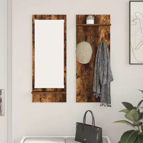 vidaXL Fali Kabáthorog polcokkal Füstölt tölgy 70 x 10 x 90 cm Faanyag
