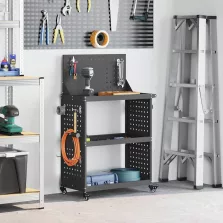   vidaXL Eszköz Kocsi Fekete 65 x 35 x 111 cm Hidegen hengerelt acél