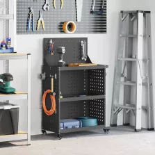   vidaXL Eszköz Kocsi Fekete 65 x 35 x 111 cm Hidegen hengerelt acél