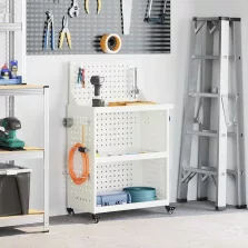   vidaXL Eszköz Kocsi Fehér 65 x 35 x 111 cm Hidegen hengerelt acél