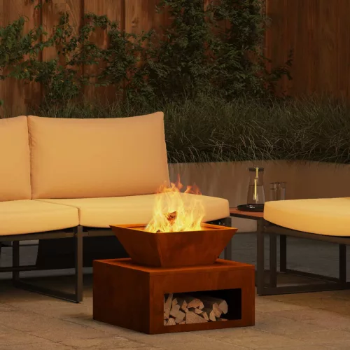 vidaXL Tűzrakó Rozsdás 50 x 50 x 40 cm Időjárásálló acél