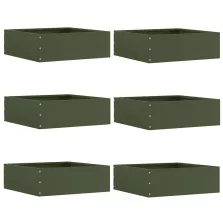   vidaXL Fűszegélyezés 6 pcs Olajzöld 40 x 40 x 13 cm Acél