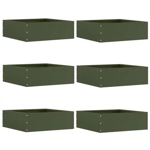 vidaXL Fűszegélyezés 6 pcs Olajzöld 40 x 40 x 13 cm Acél