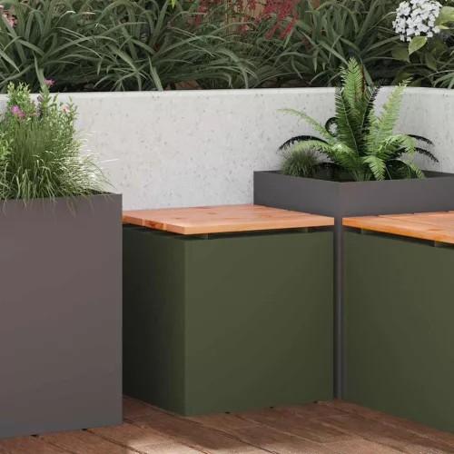 vidaXL Kerti pad Oliva zöld 40 x 40 x 43 cm Acél