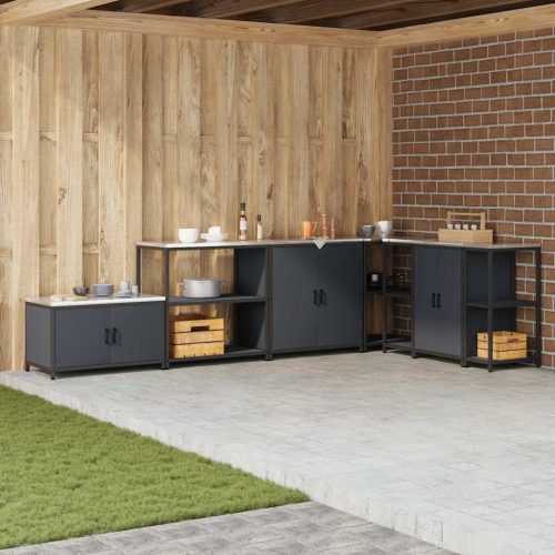 vidaXL Konyhai Tárolás polcokkal Antracit 60 x 50 x 92 cm Acél