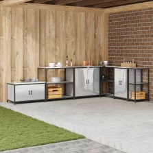   vidaXL Konyhai Tárolás polcokkal tárolóval Ezüst 60 x 50 x 92 cm Acél