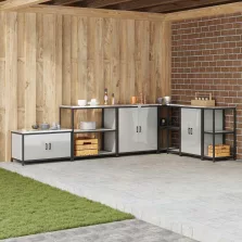   vidaXL Konyhai Tárolás polcokkal tárolóval Ezüst 60 x 50 x 92 cm Acél