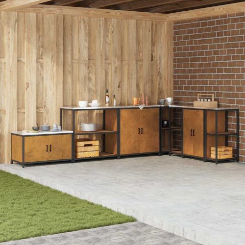 vidaXL Konyhai Tárolás polcokkal Rozsdás 60 x 50 x 92 cm Acél