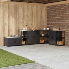   vidaXL Konyhai Tárolás polcokkal tárolóval Fekete 60 x 50 x 92 cm Acél