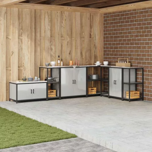 vidaXL Konyhai Tárolás polcokkal tárolóval Ezüst 60 x 50 x 92 cm Acél