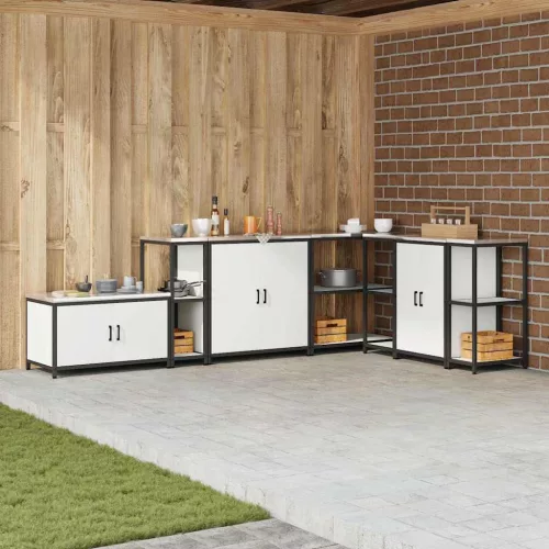 vidaXL Konyhai Tárolás polcokkal tárolóval Fehér 60 x 50 x 92 cm Acél