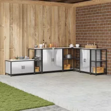   vidaXL Konyhai Tárolás polcokkal tárolóval Ezüst 60 x 50 x 92 cm Acél