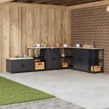   vidaXL Konyhai Tárolás polcokkal tárolóval Fekete 60 x 50 x 92 cm Acél