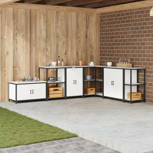 vidaXL Konyhai Tárolás polcokkal tárolóval Fehér 60 x 50 x 92 cm Acél