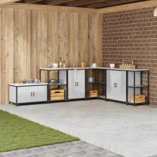   vidaXL Konyhai Tárolás polcokkal tárolóval Ezüst 60 x 50 x 92 cm Acél