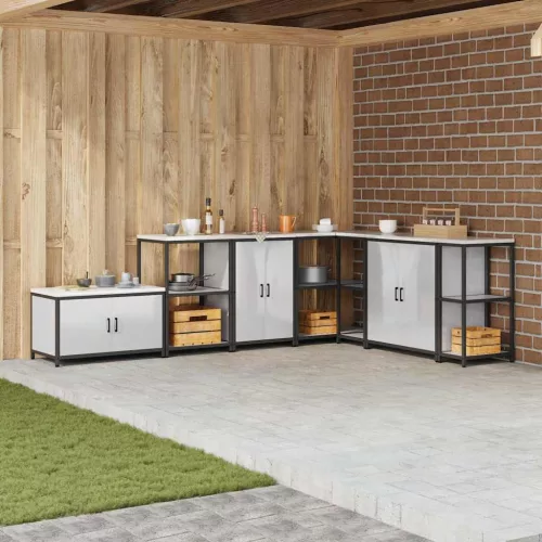 vidaXL Konyhai Tárolás polcokkal tárolóval Ezüst 60 x 50 x 92 cm Acél