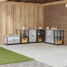   vidaXL Konyhai Tárolás polcokkal tárolóval Ezüst 60 x 50 x 92 cm Acél