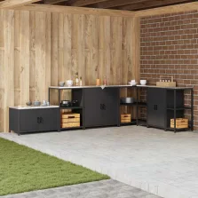   vidaXL Konyhai Tárolás polcokkal tárolóval Fekete 60 x 50 x 92 cm Acél