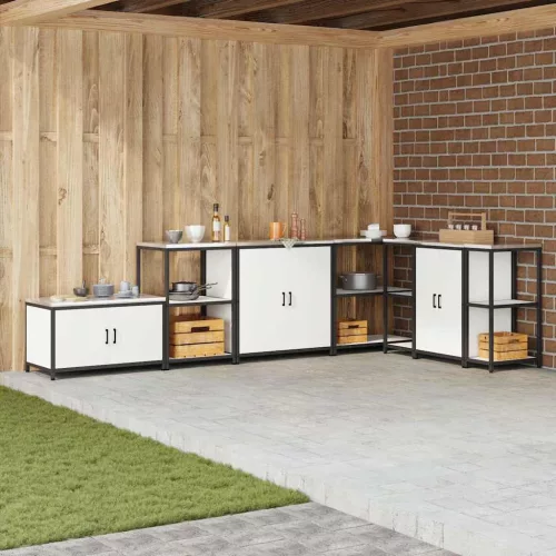 vidaXL Konyhai Tárolás polcokkal tárolóval Fehér 60 x 50 x 92 cm Acél