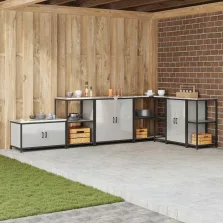   vidaXL Konyhai Tárolás polcokkal tárolóval Ezüst 60 x 50 x 92 cm Acél