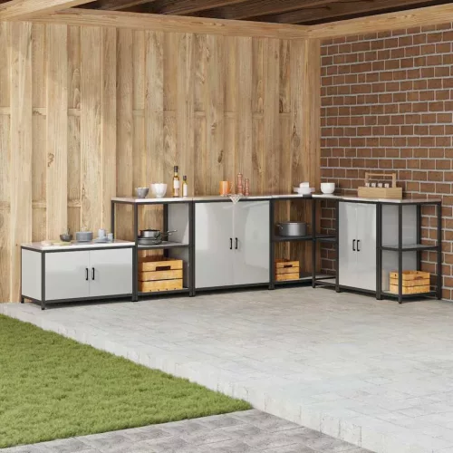 vidaXL Konyhai Tárolás polcokkal tárolóval Ezüst 60 x 50 x 92 cm Acél