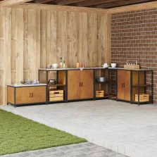   vidaXL Konyhai Tárolás polcokkal ajtóval Rozsdás 60 x 50 x 92 cm Acél