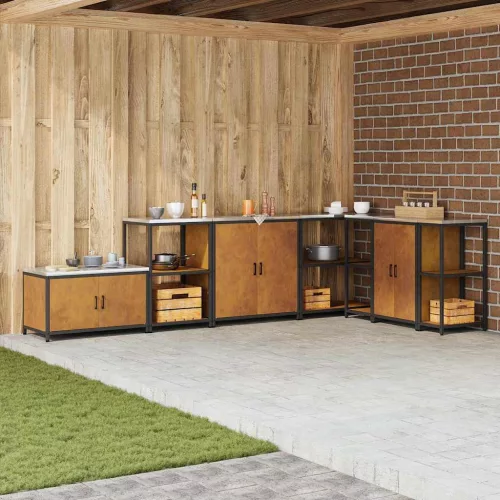 vidaXL Konyhai Tárolás polcokkal ajtóval Rozsdás 60 x 50 x 92 cm Acél