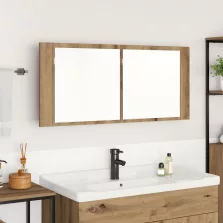   vidaXL LED Tükörszekrény Kézműves Tölgyfa 100x12x45 cm Mérnöki Fa