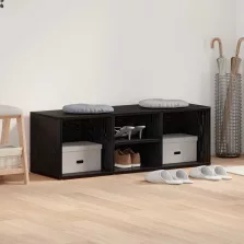   vidaXL Cipőpad polcokkal Fekete tölgy 102 x 35 x 35 cm Faanyag