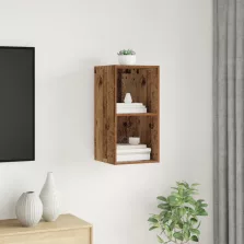   vidaXL TV szekrény polcokkal Falra szerelhető tárolóval Régi fa 37 x 37 x 72 cm Faanyag