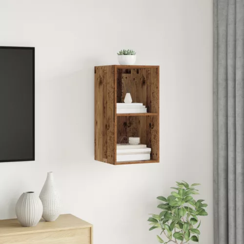 vidaXL TV szekrény polcokkal Falra szerelhető tárolóval Régi fa 37 x 37 x 72 cm Faanyag