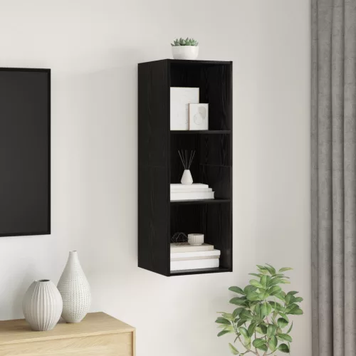 vidaXL TV szekrény polcokkal Musta tammi 37 x 37 x 107 cm Faanyag
