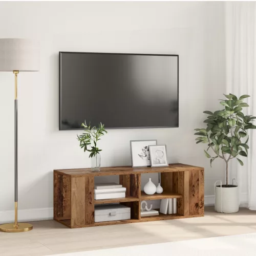 vidaXL TV szekrény polcokkal Falra szerelhető tárolóval Régi fa 102 x 35 x 35 cm Faanyag