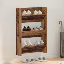   vidaXL Fali cipőtartók polcokkal Egyéb tárolóval Öreg fa 60 x 18 x 60 cm Faanyag