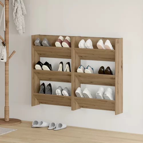 vidaXL Fali cipőtartók 2 pcs kézműves tölgy 60 x 18 x 60 cm Faanyag