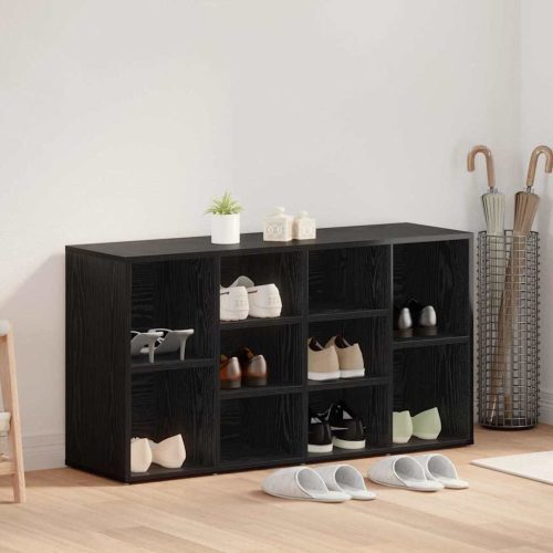 vidaXL Cipőpad polcokkal Fekete tölgy 103 x 30 x 54,5 cm Faanyag