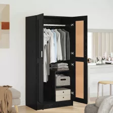   vidaXL Ruhásszekrény ajtóval Fekete tölgy 82,5 x 51,5 x 180 cm Faanyag