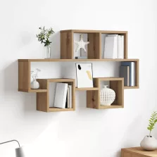   vidaXL Falpolc polcokkal kézműves tölgy 82 x 15 x 51 cm Faanyag
