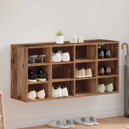 vidaXL Cipőszekrény polcokkal Öreg fa 103 x 30 x 51 cm Faanyag