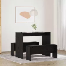 vidaXL Étkezőgarnitúra 2 pcs Musta tammi Faanyag