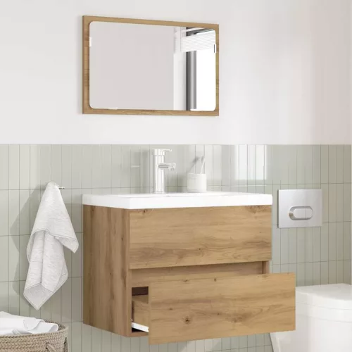 vidaXL Fürdőszoba bútor szett 2 pcs Artisan tölgy Mérnöki fa és fém