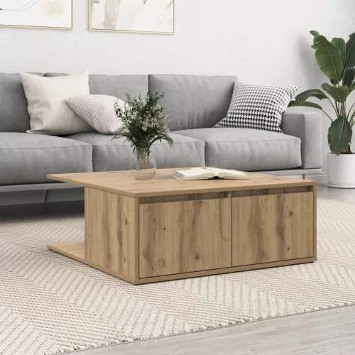 vidaXL Dohányzóasztal fiókkal tárolóval kézműves tölgy 80 x 80 x 31 cm Faanyag