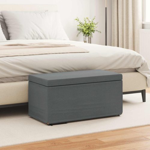 vidaXL Zsámoly Sötétszürke 81 x 41 x 40 cm Szövet és faszerkezet