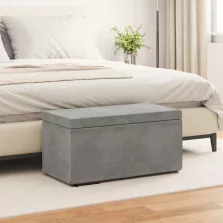   vidaXL Zsámoly Világosszürke 81 x 41 x 40 cm Bársony és Műanyag Fa