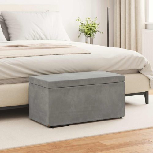 vidaXL Zsámoly Világosszürke 81 x 41 x 40 cm Bársony és Műanyag Fa