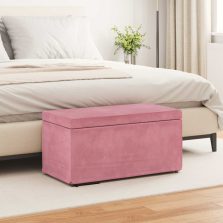   vidaXL Zsámoly Rózsaszín 81 x 41 x 40 cm Bársony és Műanyag Fa